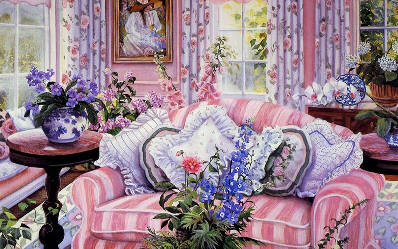 Pink Striped Sofa — Serene