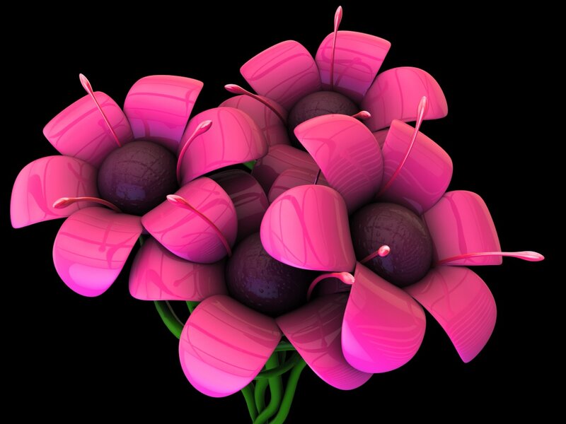 Pink Stylized Flowers