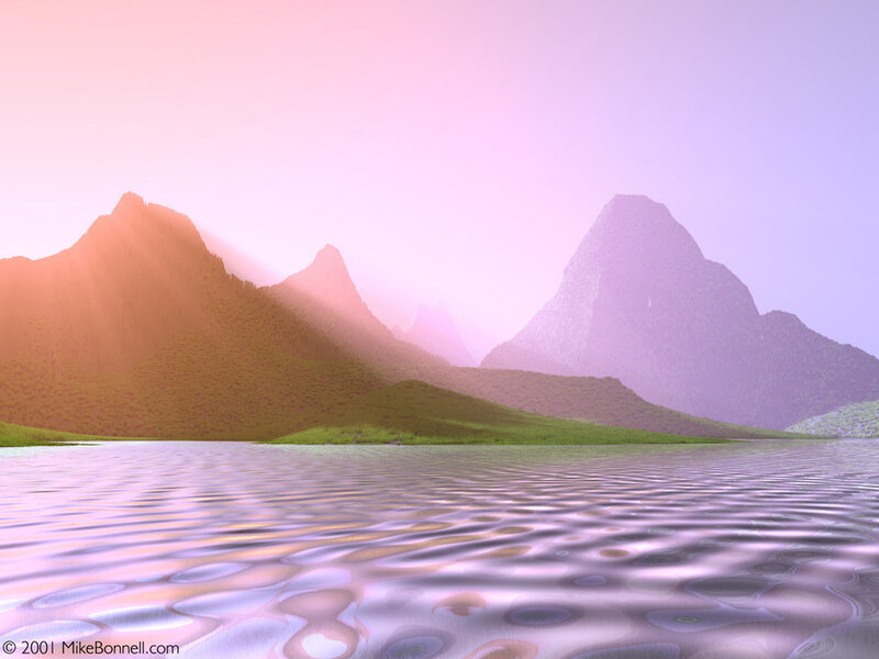Pink sunset over mountains