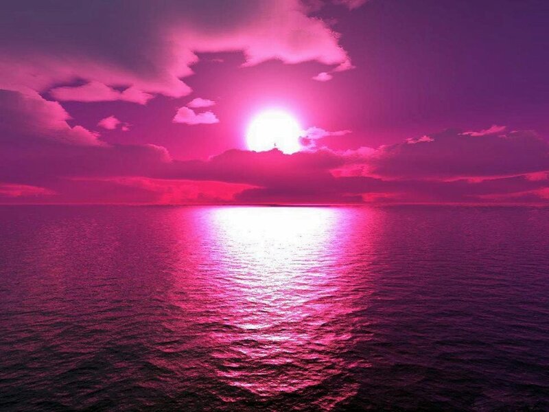 Pink Sunset over Ocean — Dramatic