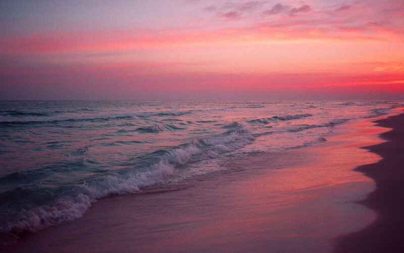 Pink sunset over the ocean