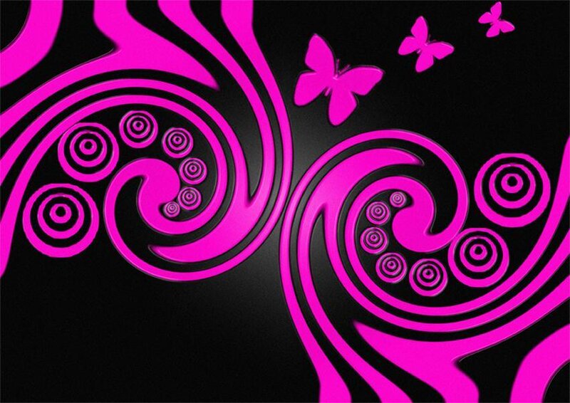pink swirls and butterflies