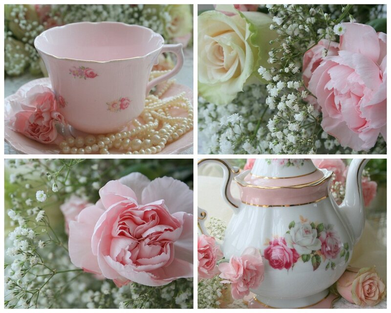 Pink Teacup and Flowers