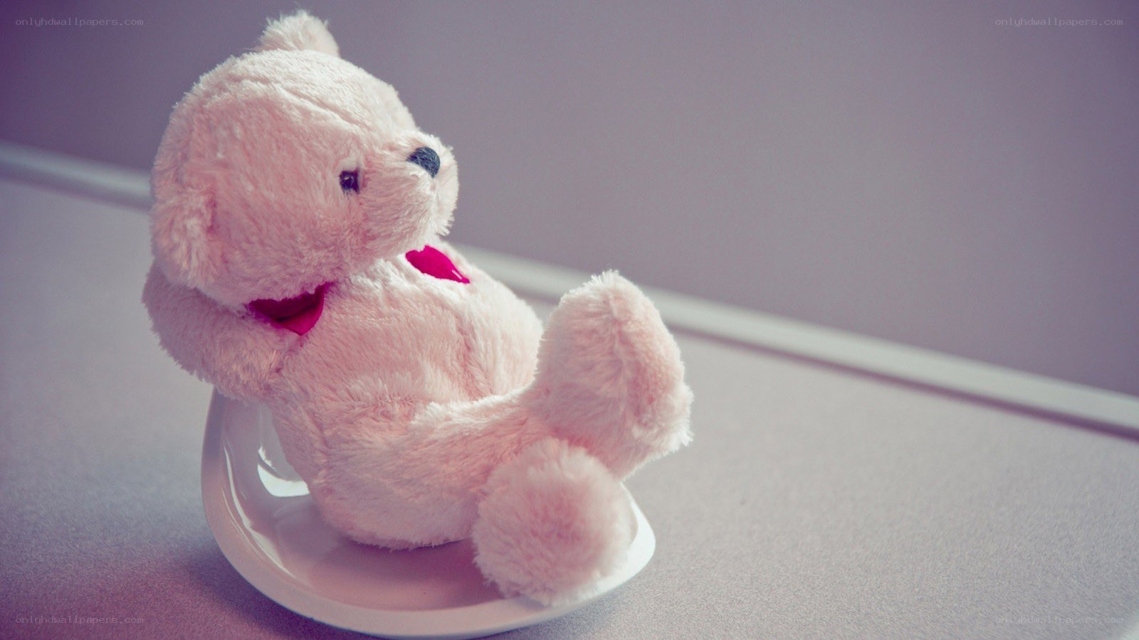 pink teddy bear on plate