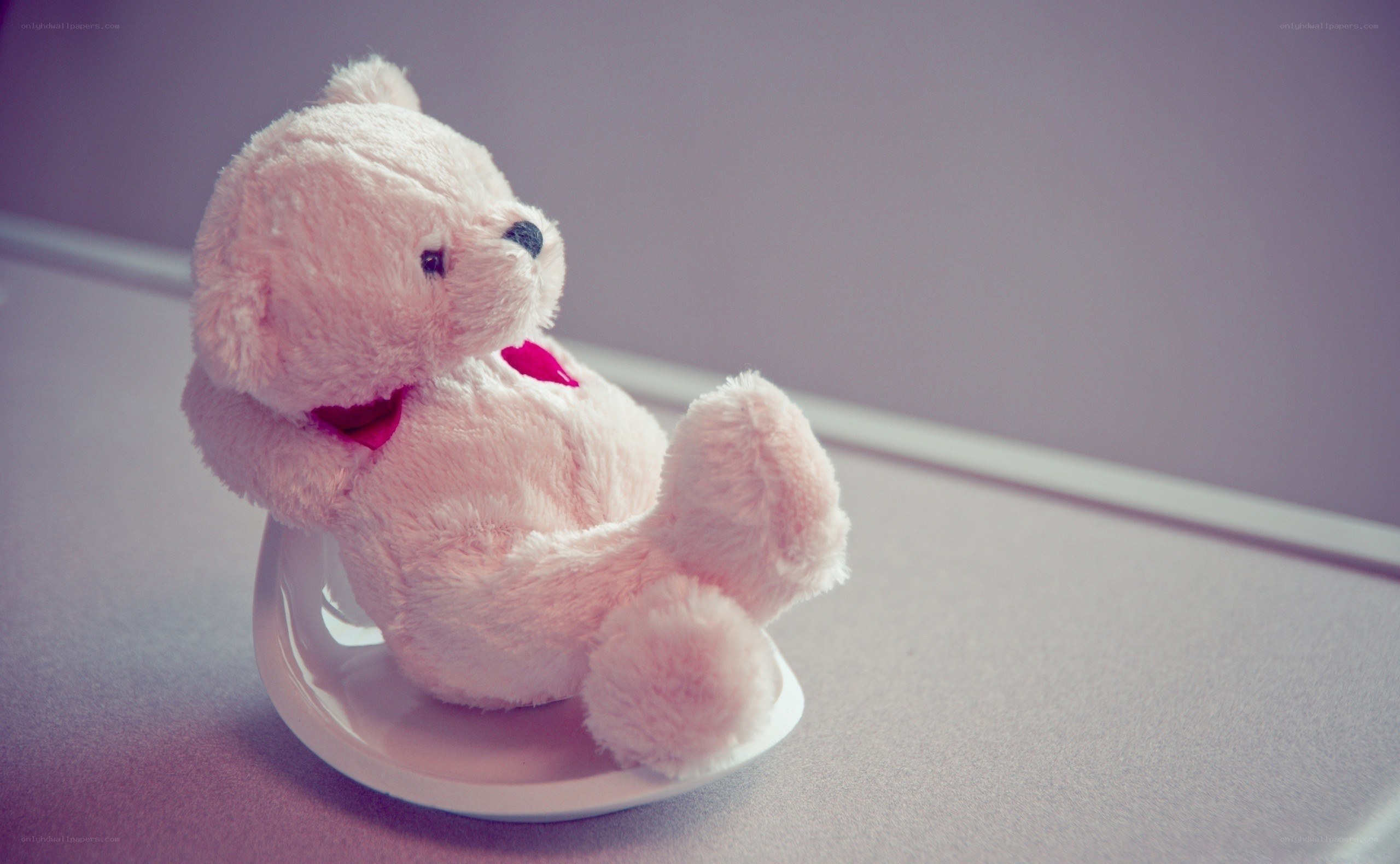 pink teddy bear on plate