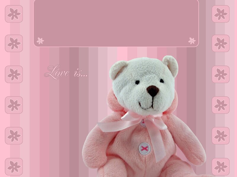 Pink Teddy Bear — Sweet, Photograph, Flower Pattern