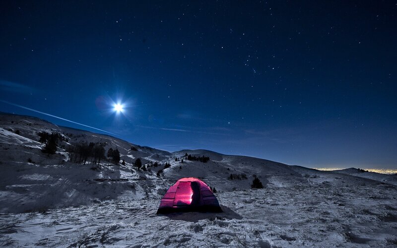 Pink Tent in Snow