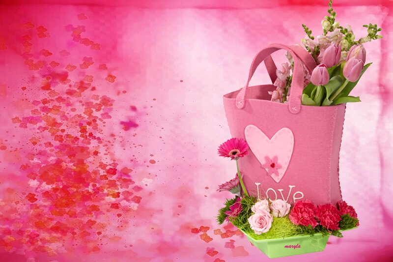 Pink Tote Bag with Flowers