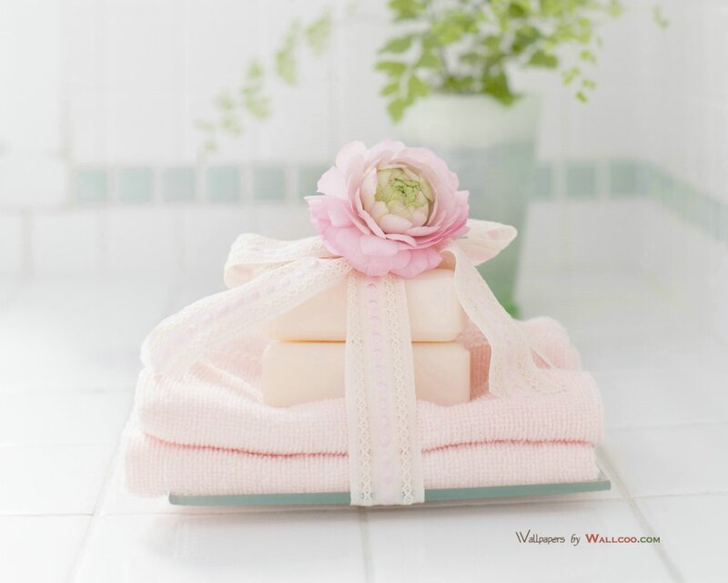 Pink Towels with Soap