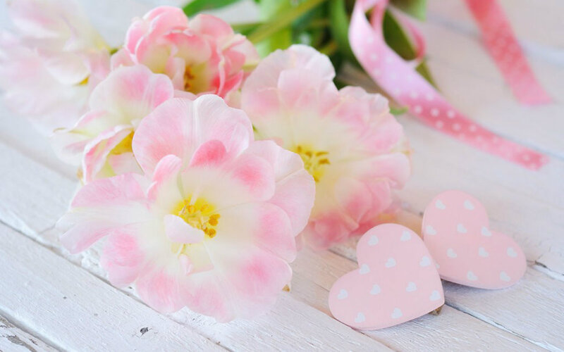 Pink Tulips and Hearts