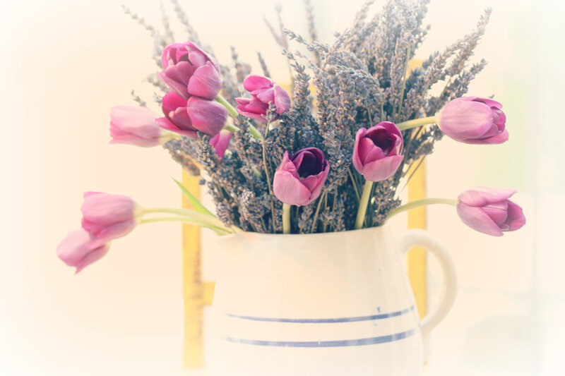 Pink Tulips and Lavender