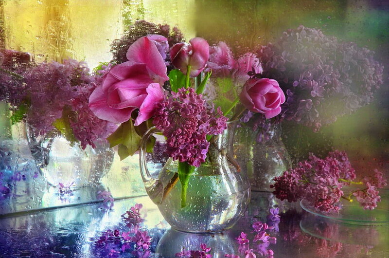 Pink Tulips and Lilacs