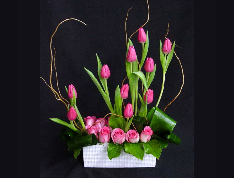 Pink Tulips and Roses