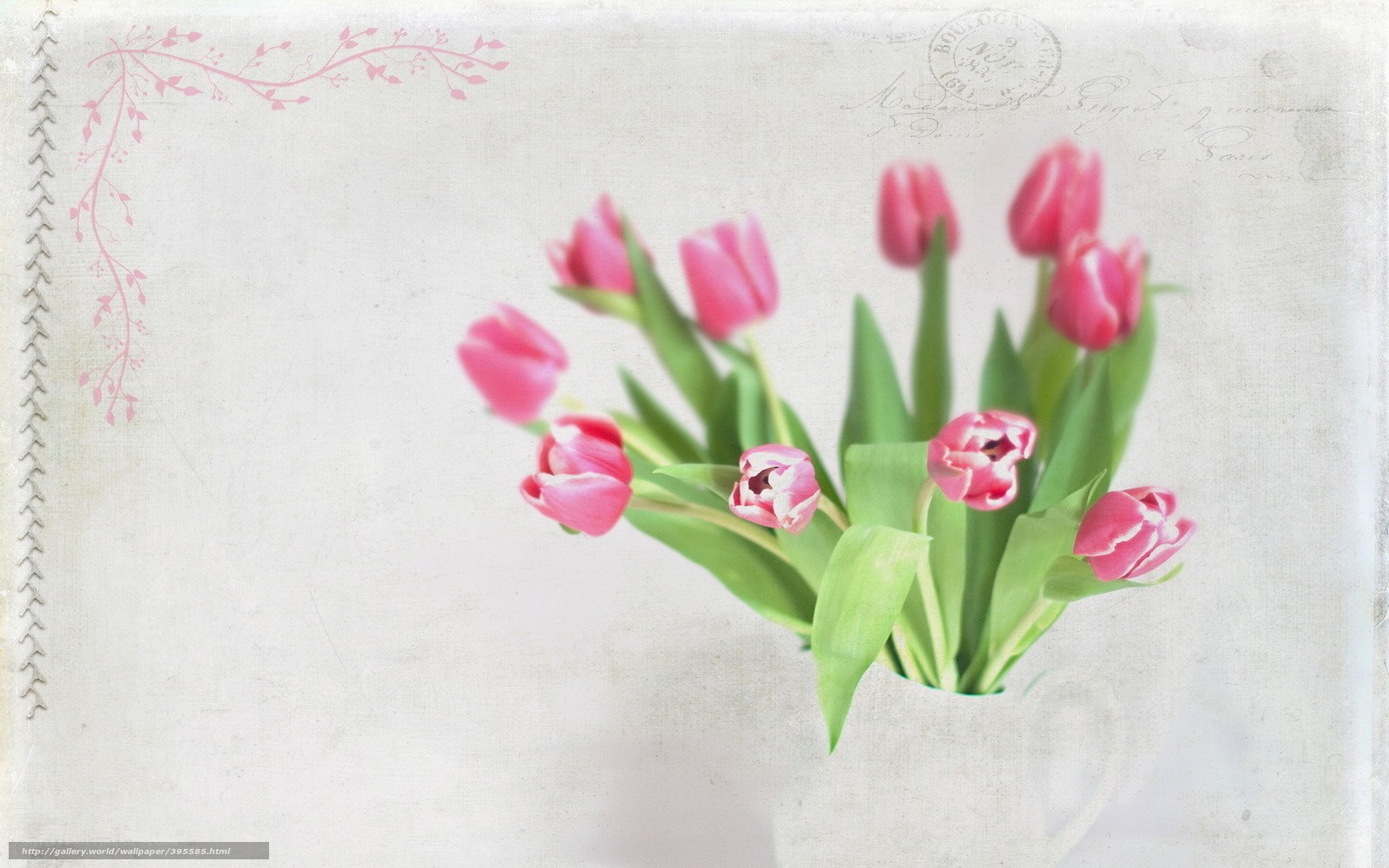 Pink tulips in a vase