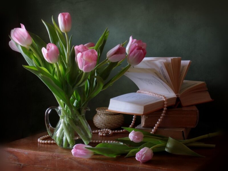 Pink Tulips in a Vase — Serene
