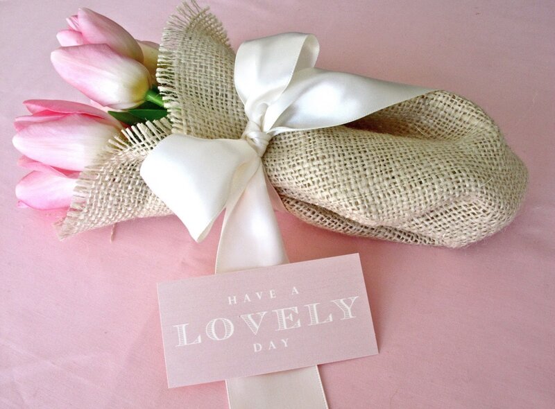 Pink Tulips in Burlap