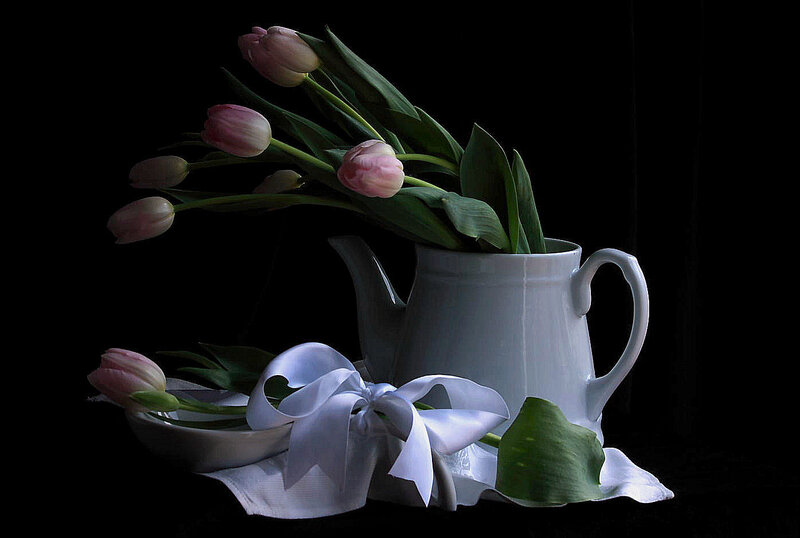 Pink Tulips in Pitcher