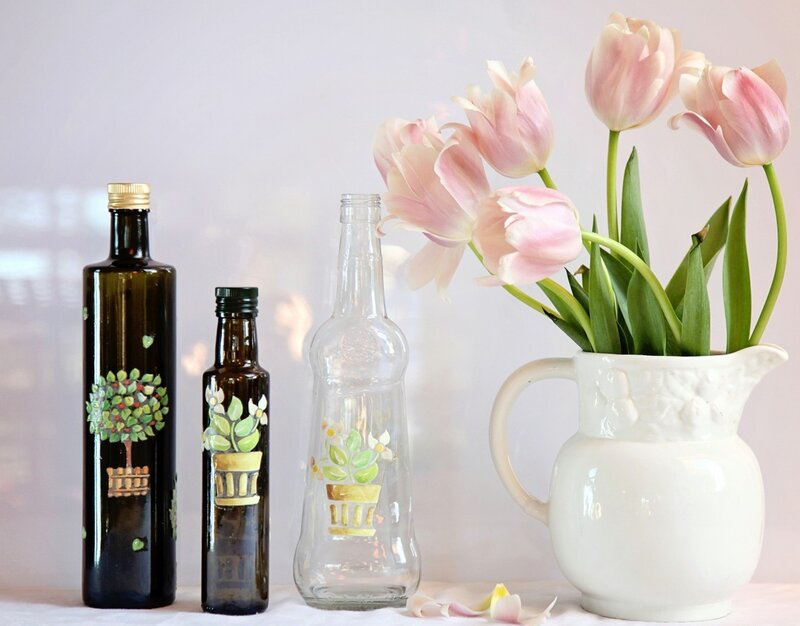 Pink Tulips in Pitcher — White