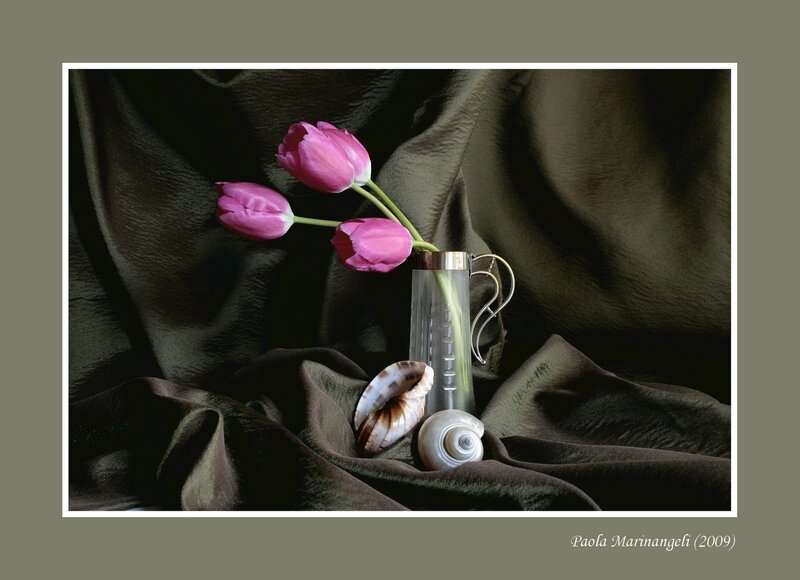 Pink Tulips in Vase — Dramatic