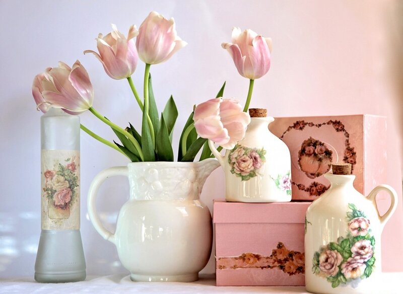 Pink Tulips in Vases