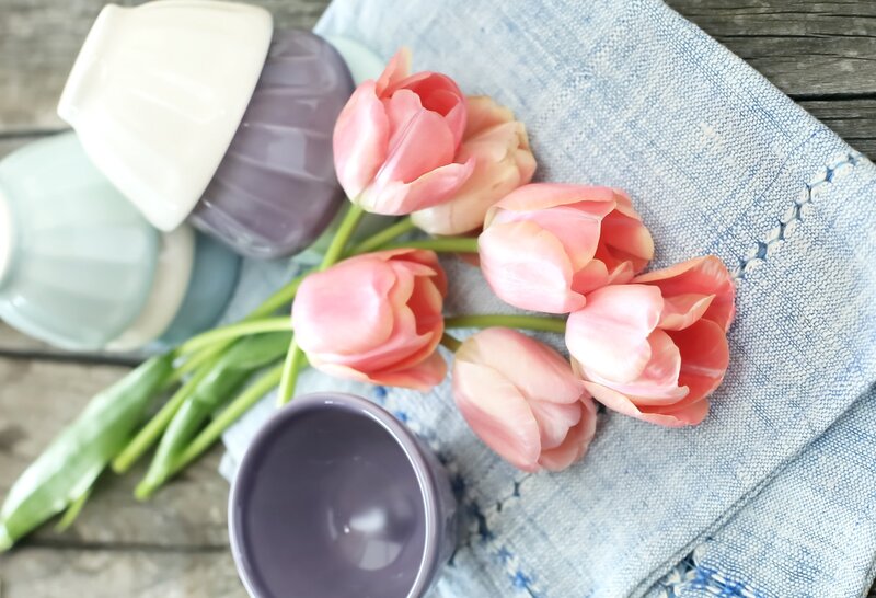 Pink Tulips on Cloth