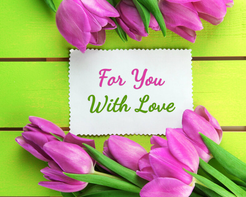 Pink Tulips with Card — Cheerful