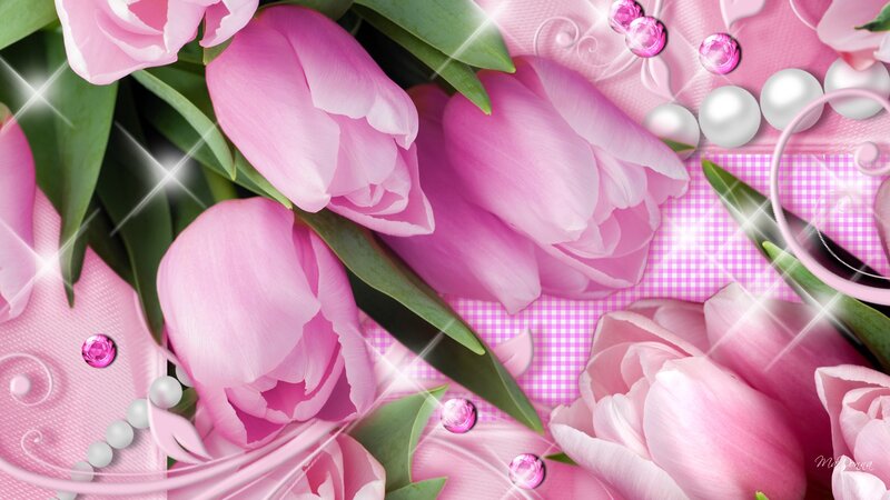 Pink Tulips with Gems