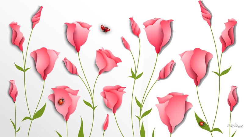 Pink Tulips with Ladybugs