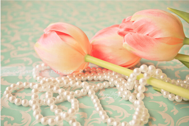 Pink Tulips with Pearls