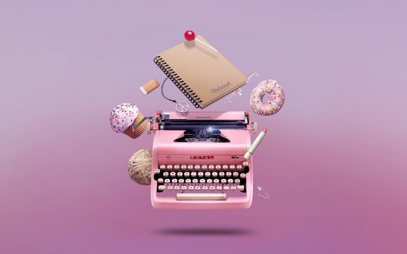 Pink Typewriter with Sweets