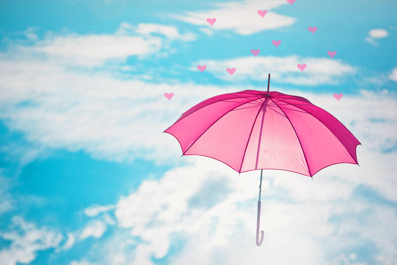 Pink Umbrella in Sky