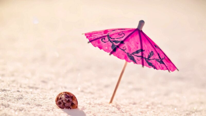 Pink Umbrella in Snow — Serene