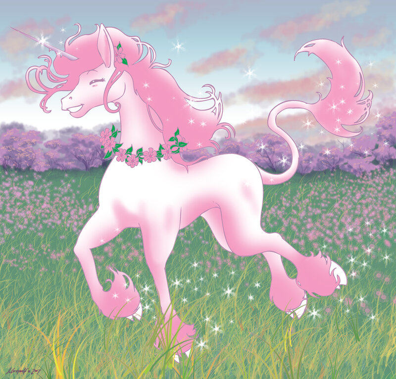 Pink Unicorn in Field
