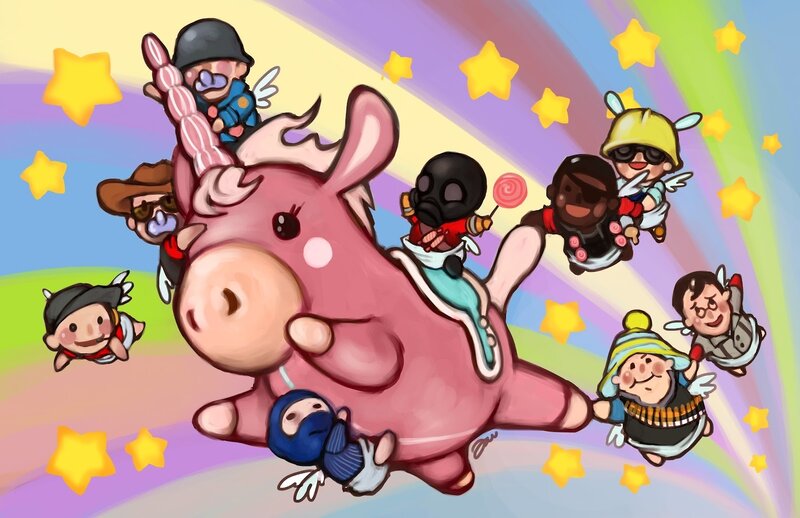 Pink Unicorn with Characters