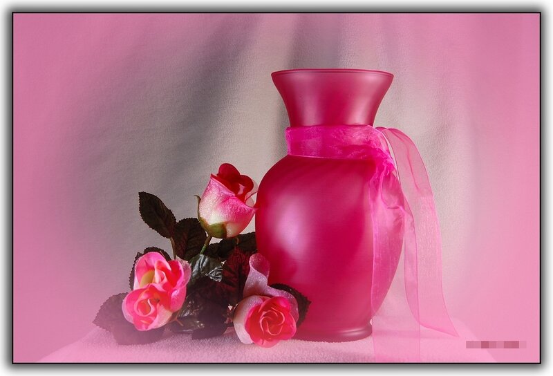Pink Vase with Roses
