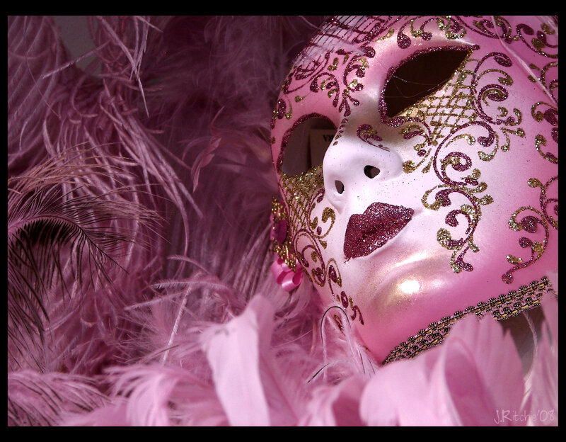 Pink Venetian Mask — Dramatic