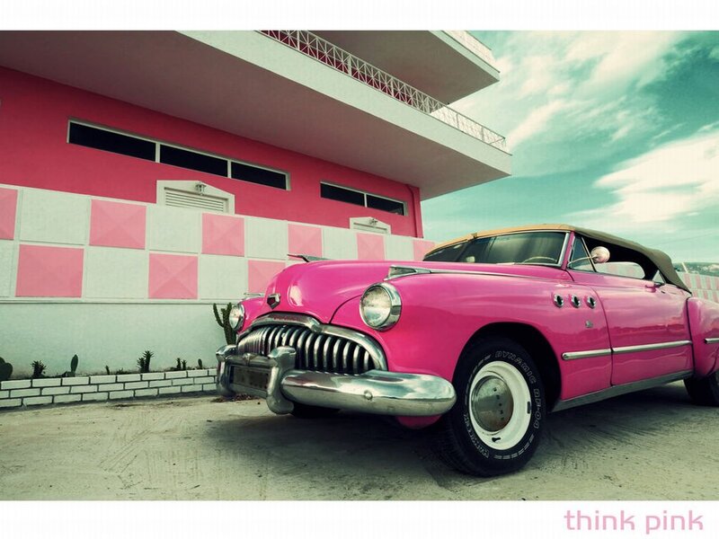 Pink Vintage Convertible Car