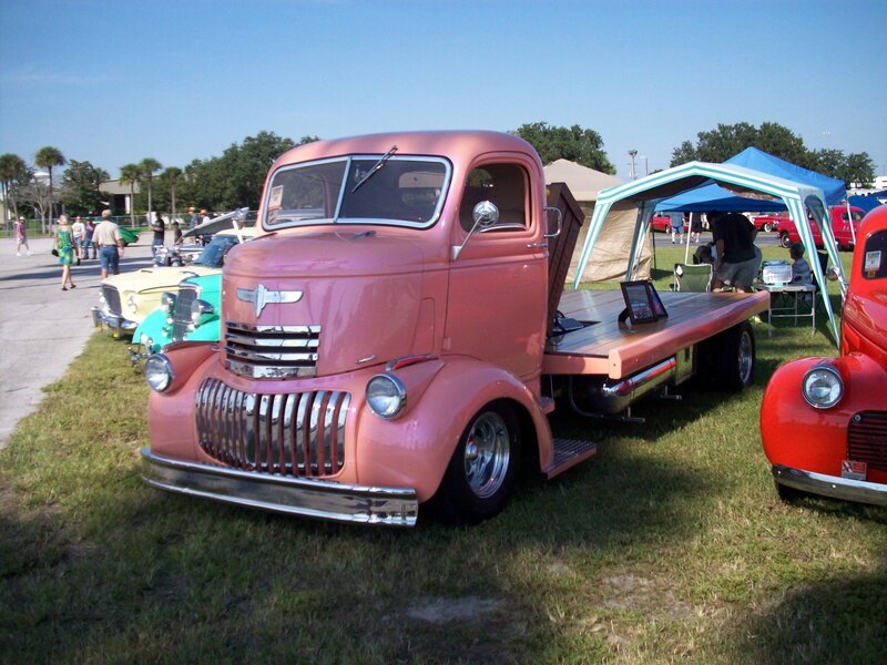 Pink Vintage Flatbed Truck
