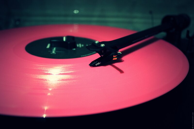 pink vinyl record playing