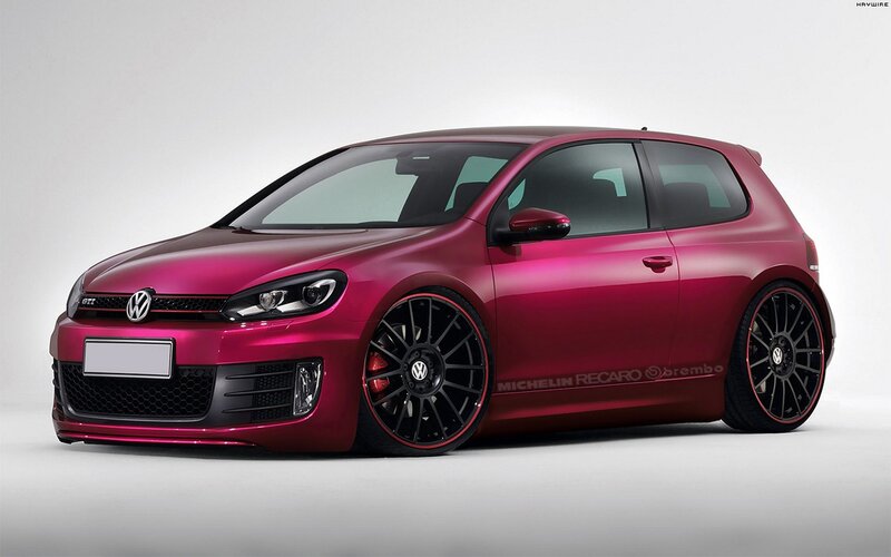 pink volkswagen golf gti