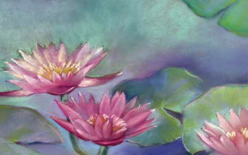 Pink Water Lilies — Serene, Painting