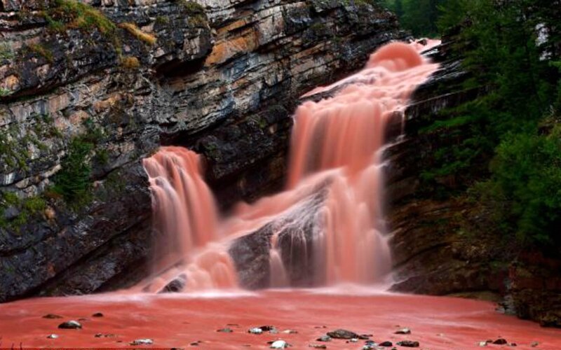 Pink Waterfall — Dramatic