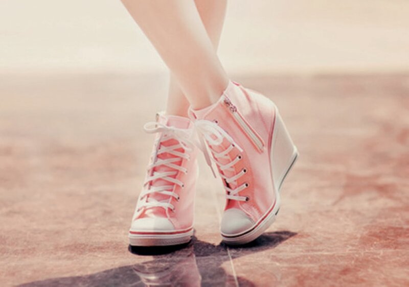 Pink Wedge Sneakers