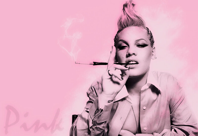 Pink with cigarette
