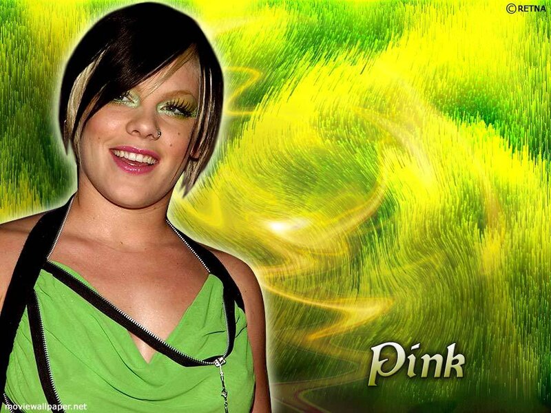 Pink with green background