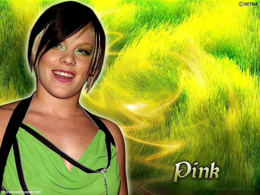 Pink with green background