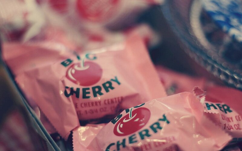 Pink wrapped cherry candies