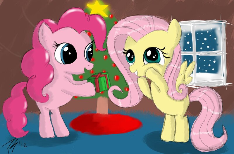 Pinkie Pie and Fluttershy at Christmas