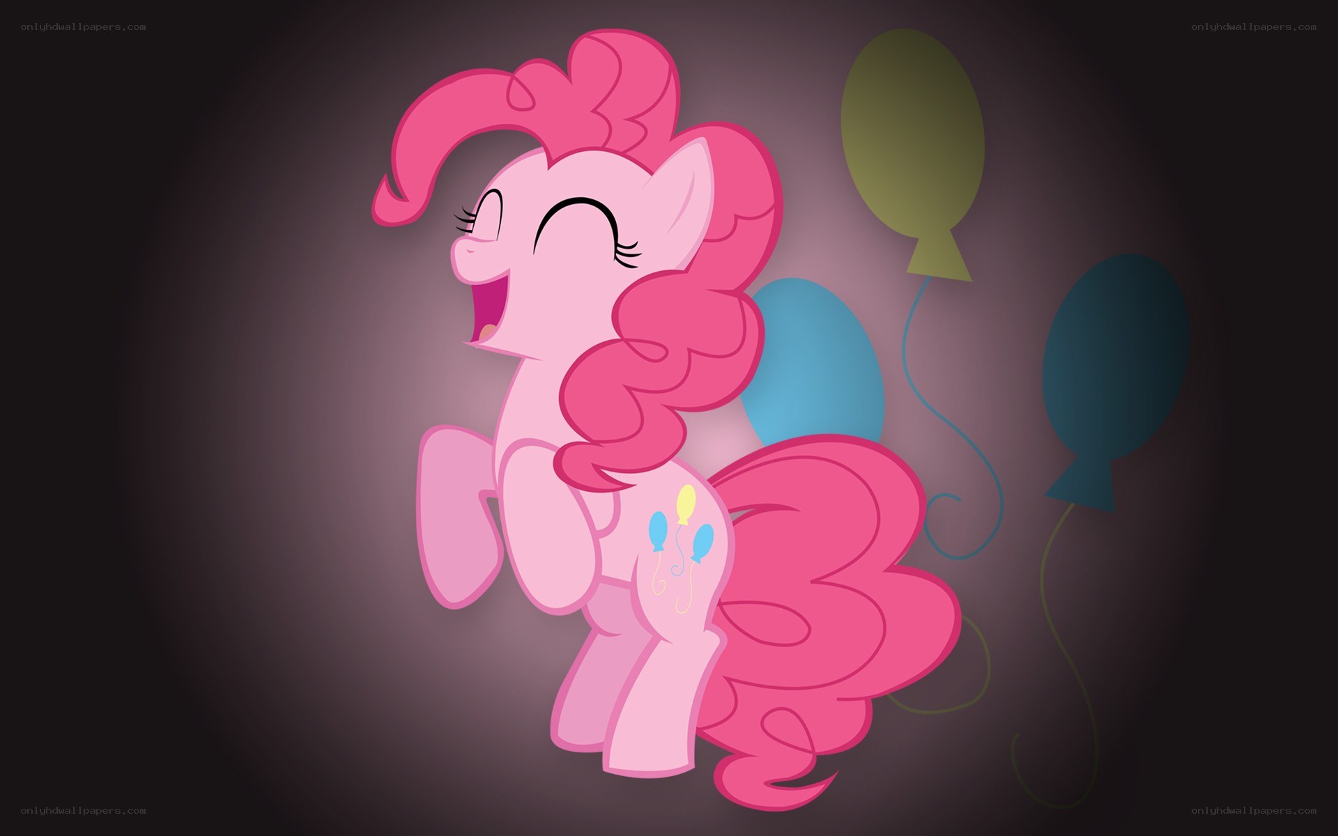 Pinkie Pie laughing with balloons