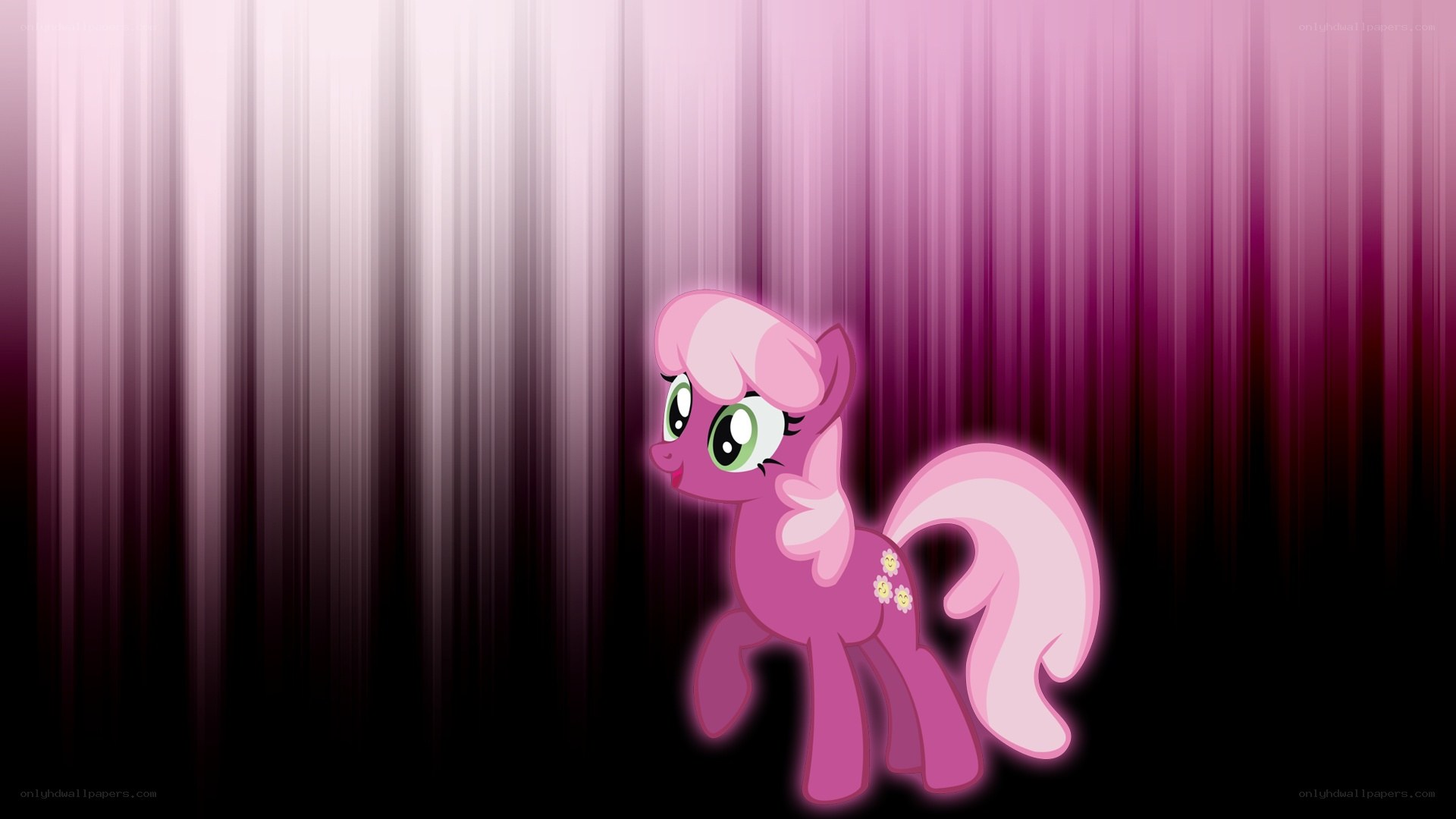 Pinkie Pie on a purple background